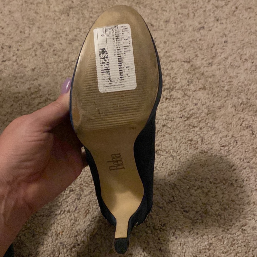 Blue suede Reba heels - Picture 2 of 11